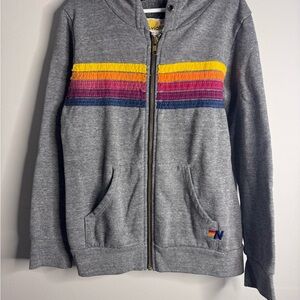 Aviator nation Gray Hoodie with Colorful Stripes